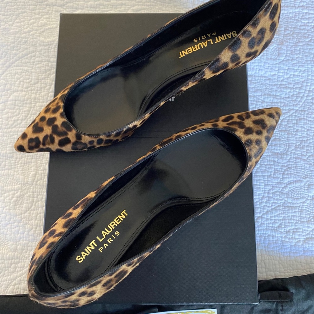‼️SOLD‼️NEW Saint Laurent Heels Kitten Heel Leopar - Picture 5 of 12
